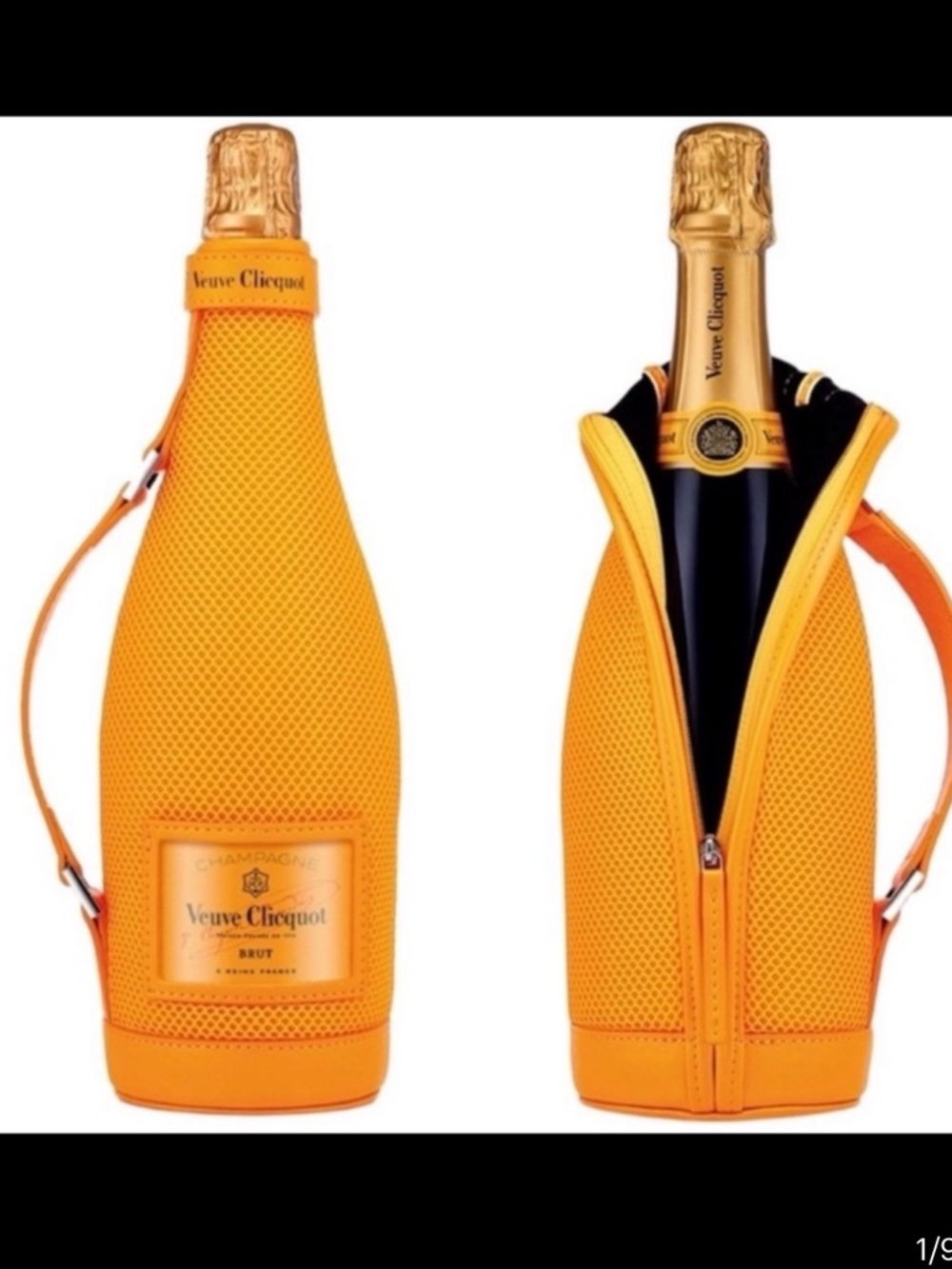 Veuve Clicquot Orange Champagne Bottle Ice Jacket Zippered Sleeve with Handle